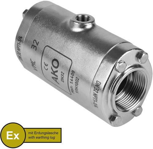 AKO Armaturen Pneumatisches Quetschventil VMC, Innengewinde (ANSI / ASME) Edelstahl 1.4408/EPDM HTEC (lebensmittel, cond.) DN 32, VMCX32.04HTECLF.50N.50