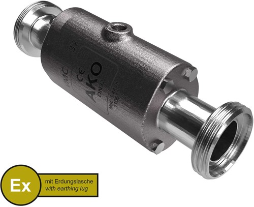 AKO Armaturen Pneumatisches Quetschventil VMC, Hyg. Gewindestutzen (DIN) Edelstahl 1.4408/Natrlich gummi (cond.) DN 32, VMCX32.03LF.50RM.50