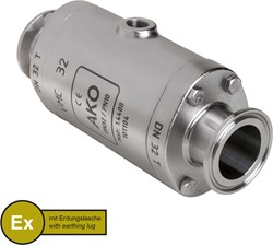 AKO Armaturen Air operated pinch valve VMC, Tri-clamp (DIN, row A) Stainless steel 1.4408/Natural rubber (cond., silicone-free) DN 32, VMCX32.03SFLF.50T.50