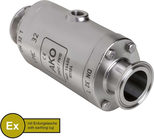 AKO Armaturen Air operated pinch valve VMC, Tri-clamp (DIN, row A) Stainless steel 1.4408/Natural rubber (cond., silicone-free) DN 32, VMCX32.03SFLF.50T.50