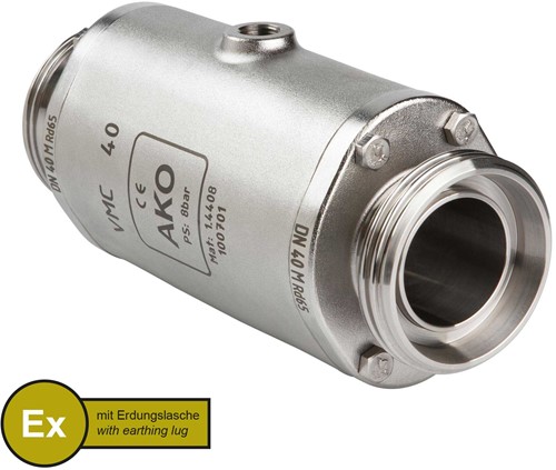 AKO Armaturen Air operated pinch valve VMC, Threaded spigot (DIN) Stainless steel 1.4408/Nitrile (cond.) DN 40, VMCX40.07LF.50M.50