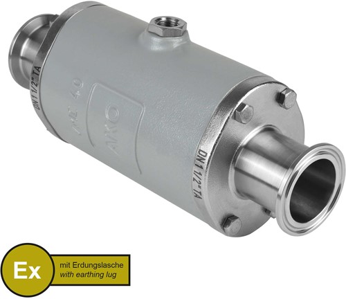 AKO Armaturen Pneumatisches Quetschventil VMC, Klemmstutzen (DIN, row C) Aluminium/EPDM HTEC (lebensmittel, cond.) DN 40, VMCX40.04HTECLF.50TA.30LX
