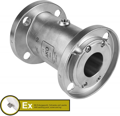 AKO Armaturen Air operated pinch valve VMC, Flange (ANSI) Stainless steel 1.4408/Natural rubber (cond., silicone-free) DN 50, VMCX50.03SFLF.50FA.50