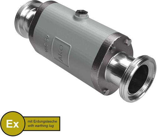 AKO Armaturen Lucht bediende slangafsluiter VMC, Hyg. draadeind (DIN) Aluminium/Natuurlijk rubber (cond.) DN 50, VMCX50.03LF.50RM.30LX