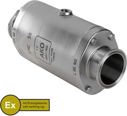 AKO Armaturen Air operated pinch valve VMC, Tri-clamp (DIN, row A) Stainless steel 1.4408/EPDM HTEC (food, cond.) DN 50, VMCX50.04HTECLF.50T.50
