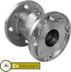 AKO Armaturen Air operated pinch valve VMC, Flange (DIN) Stainless steel 1.4408/Natural rubber (cond., silicone-free) DN 65, VMCX65.03SFLF.50F.50