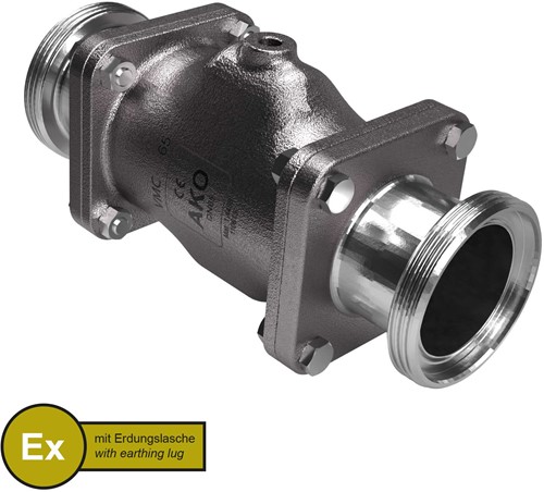 AKO Armaturen Air operated pinch valve VMC, Hyg. threaded spigot (DIN) Stainless steel 1.4408/Natural rubber (cond., silicone-free) DN 65, VMCX65.03SFLF.50RM.50
