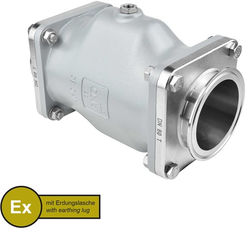 AKO Armaturen Pneumatisches Quetschventil VMC, Klemmstutzen (DIN, row A) Aluminium/EPDM HTEC (lebensmittel, cond.) DN 80, VMCX80.04HTECLF.50T.30LX