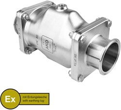 AKO Armaturen Air operated pinch valve VMC, Tri-clamp (DIN, row C) Stainless steel 1.4408/EPDM HTEC (food, cond.) DN 80, VMCX80.04HTECLF.50TA.50
