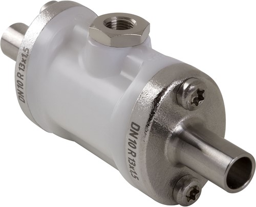 AKO Armaturen Lucht bediende slangafsluiter VM, laseinden (DIN) POM (wit)/Siliconen DN 10, VMP010.06K.50R.71