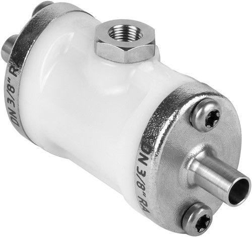 AKO Armaturen Lucht bediende slangafsluiter VM, laseinden (ASTM) POM (wit)/Nitrile DN 10, VMP010.07XK.50RA.71