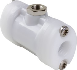 AKO Armaturen Lucht bediende slangafsluiter VM, binnendraad (ANSI / ASME) POM (wit)/Natuurlijk rubber (food, bleek) DN 10, VMP010.02XK.71/NPT