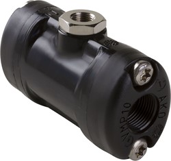 AKO Armaturen Air operated pinch valve VM, Internal thread (ANSI / ASME) POM (black)/Nitrile (food, pale) DN 10, VMP010.07LWK.72/NPT