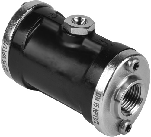 AKO Armaturen Pneumatisches Quetschventil VM, Innengewinde (ANSI / ASME) POM (Schwarz)/Neopren DN 15, VMP015.01XK.50N.72