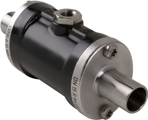 AKO Armaturen Air operated pinch valve VM, Weld-on ends (DIN) POM (black)/Nitrile (food, pale) DN 15, VMP015.07LWK.50R.72