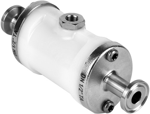 AKO Armaturen Air operated pinch valve VM, Tri-clamp (DIN, row C) POM (white)/Natural rubber DN 15, VMP015.03XKSF.50TA.71