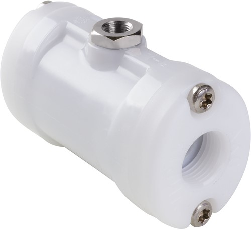 AKO Armaturen Lucht bediende slangafsluiter VM, binnendraad (ANSI / ASME) POM (wit)/Siliconen DN 15, VMP015.06K.71/NPT