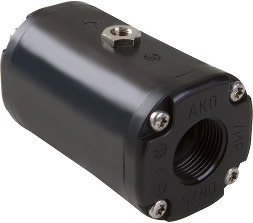 AKO Armaturen Air operated pinch valve VM, Internal thread (ANSI / ASME) POM (black)/Natural rubber (food, pale) DN 25, VMP025.02XK.72/NPT