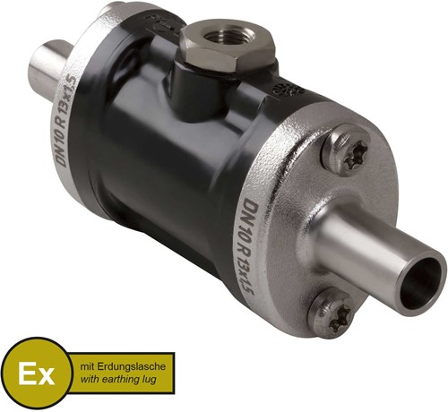 AKO Armaturen Air operated pinch valve VMPX, Weld-on ends (DIN) POM (black, cond.)/Natural rubber (cond.) DN 10, VMPX010.03LFK.50R.73