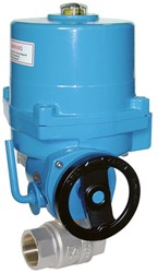 Ball valve-VU, 4 , with drive-NE09 brass/PTFE-FKM, 24V DC, Duration 17s