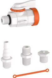 Georg Fischer Laboratorium kogelkraan handbediend Type 522 PVDF met binnendraad-buitendraad