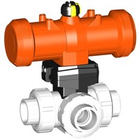 Georg Fischer Pneumatisch bediende 3-weg kogelkranen SYGEF Standaard Type 287 - PVDF
