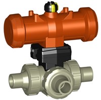 Georg Fischer Pneumatisch bediende 3-weg kogelkranen PROGEF Standaard Type 268 -PP-H