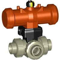 Georg Fischer Pneumatisch bediende 3-weg kogelkranen PROGEF Standaard Type 268 -PP-H-2