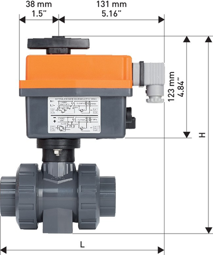 Georg Fischer 199104148, Ball Valve 104 PVC-C/EPDM d63DN50, Socket 24V